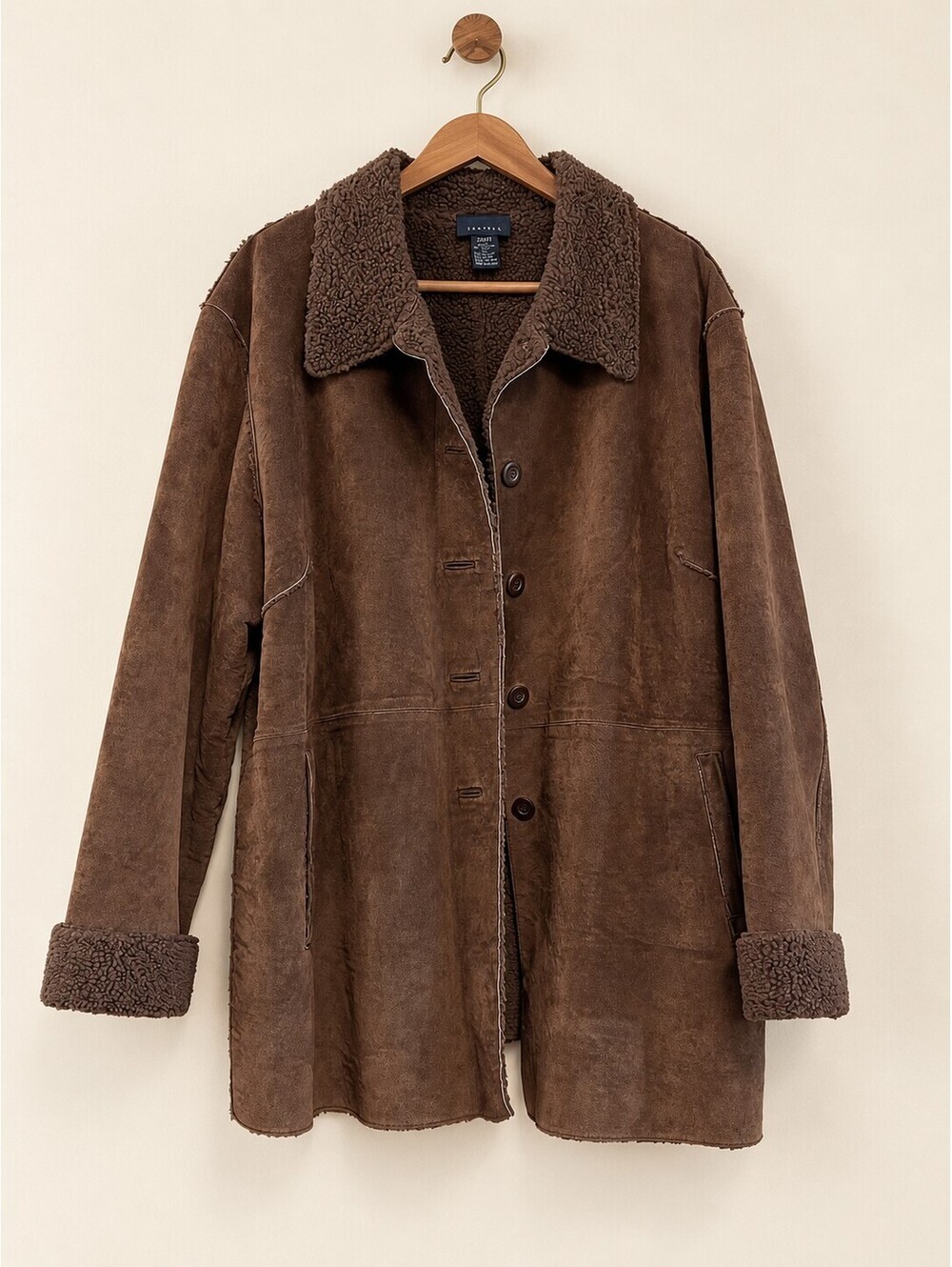 Venezia Brown Genuine Leather Shearling Style Coat Women’s Plus Size 22/24